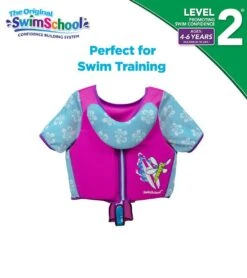 Kids' Deluxe Swim Trainer Vest With Collar -Swim Equip 5665917108392 pinkblue 6a