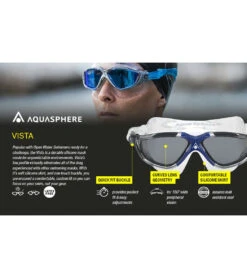 AQUASPHERE Vista Clear Lens Mask -Swim Equip 6215487979688 turquoisebluesilver 7a