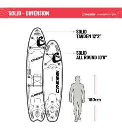 CRESSI Solid Tandem Dc 12'2'' Inflatable SUP -Swim Equip 6856351613096 grey 8a