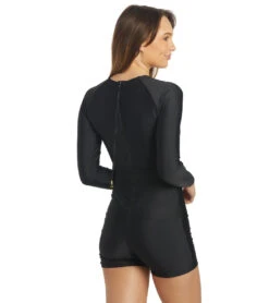 Women's Swami's Long Sleeve One Piece Swimsuit -Swim Equip 7178090479784 black 3a